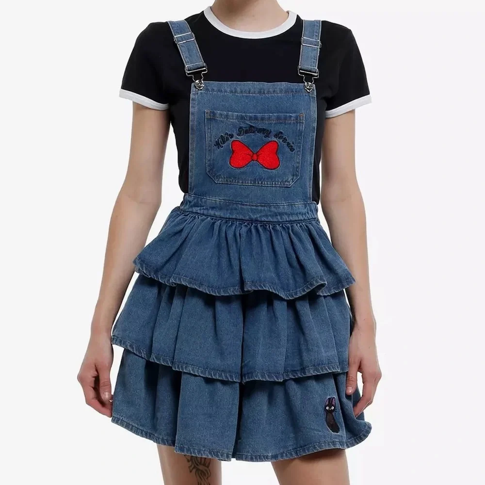 Studio Ghibli Kiki's Delivery Service Jiji‎ Bow Denim Skirtall Hot Topic